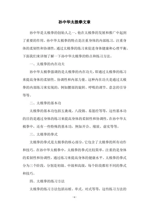 孙中华太极拳文章