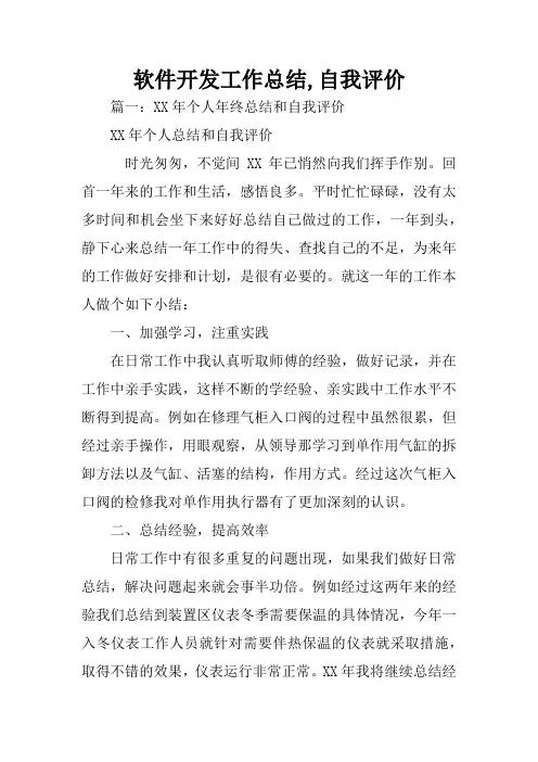 软件开发工作总结,自我评价