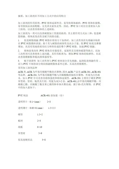 PVC塑料加工助剂简介