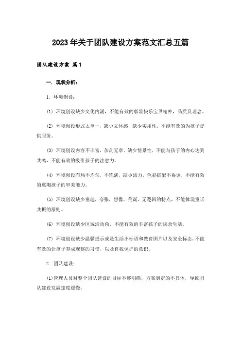 2023年关于团队建设方案范文汇总五篇