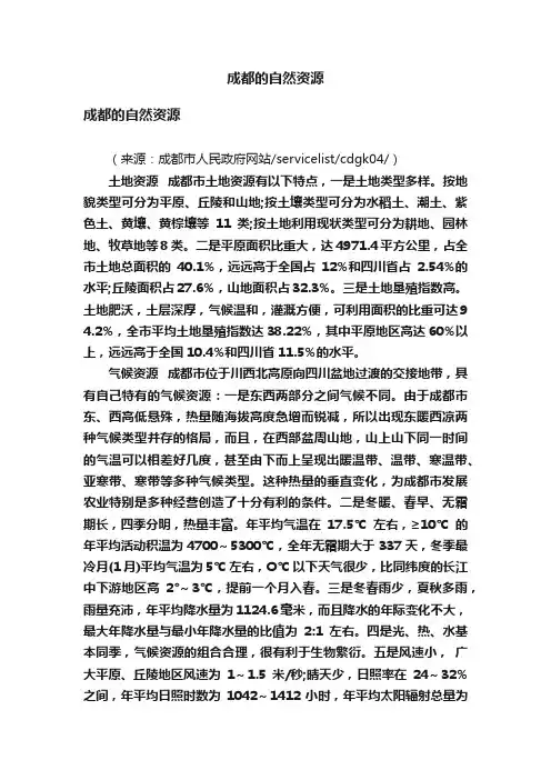 成都的自然资源