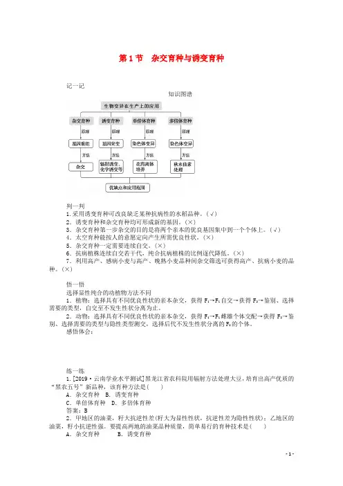 2019_2020学年高中生物第6章从杂交育种到基因工程第1节杂交育种与诱变育种练习(含解析)新人教版必修2