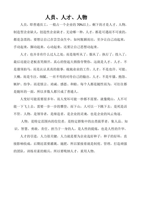 人员、人才、人物