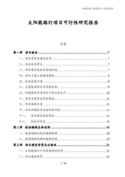 太阳能路灯项目可行性研究报告