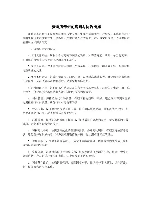 蛋鸡肠毒症的病因与防治措施