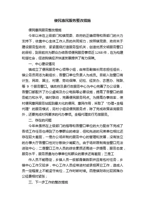 便民惠民服务整改措施