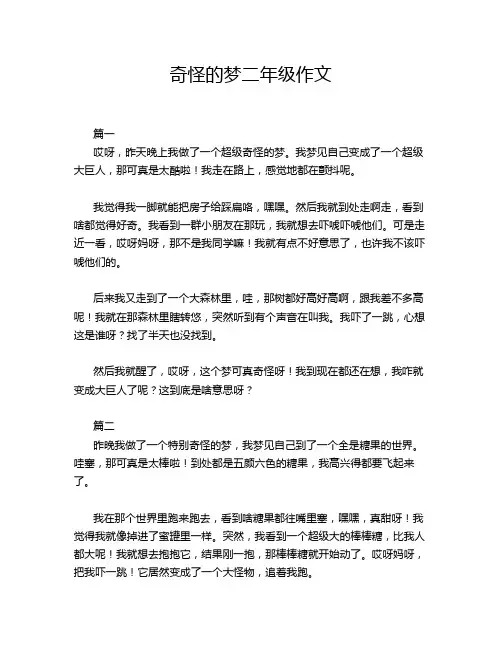 奇怪的梦二年级作文