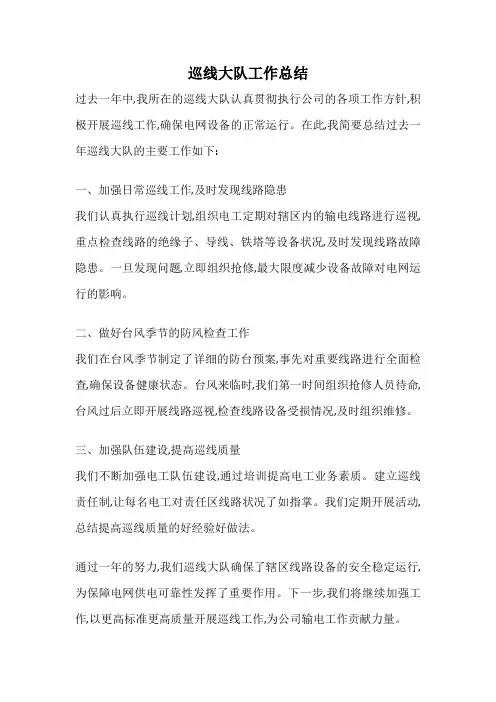 巡线大队工作总结