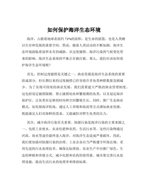 如何保护海洋生态环境