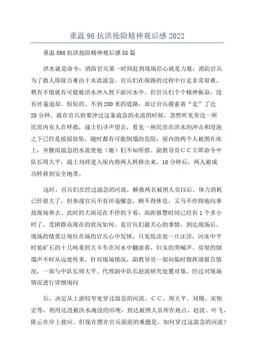 重温98抗洪抢险精神观后感2022
