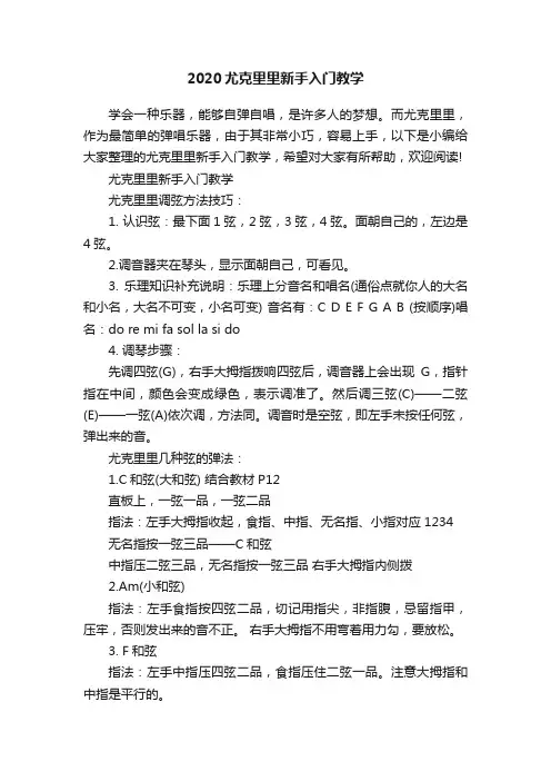 2020尤克里里新手入门教学