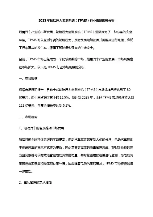 2023年轮胎压力监测系统(TPMS)行业市场规模分析