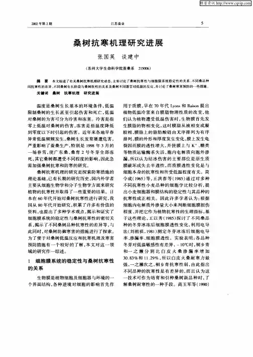 桑树抗寒机理研究进展