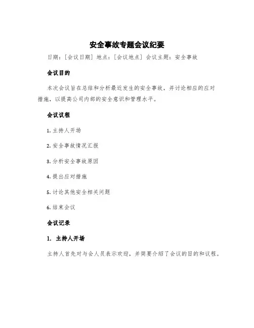 安全事故专题会议纪要