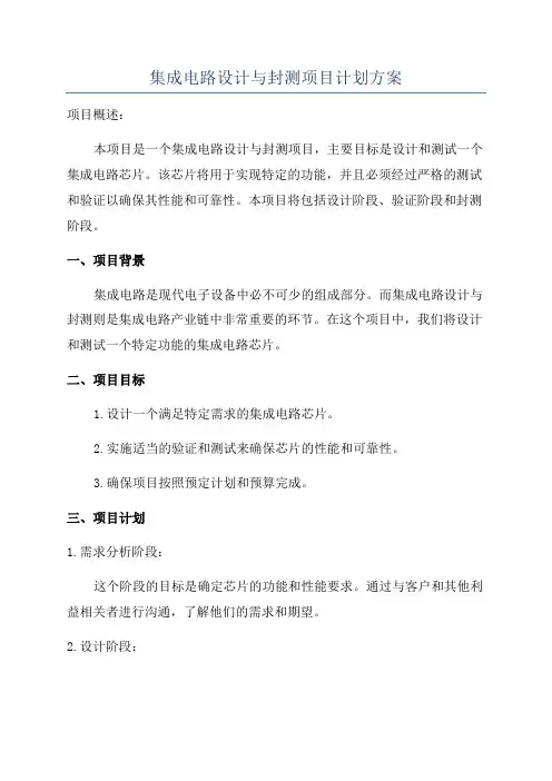 集成电路设计与封测项目计划方案
