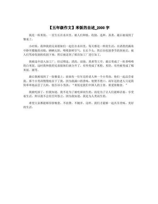 【五年级作文】米饭的自述_2000字
