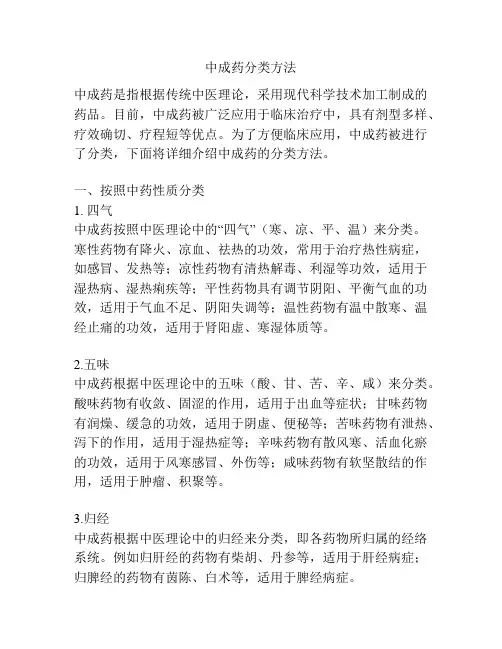 中成药分类方法