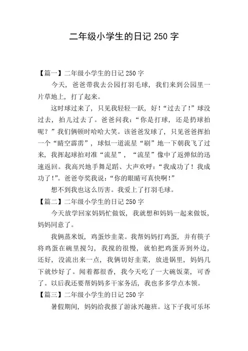 二年级小学生的日记250字
