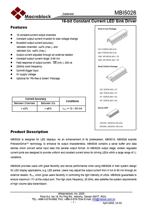 MBI5026 Datasheet-VA.02