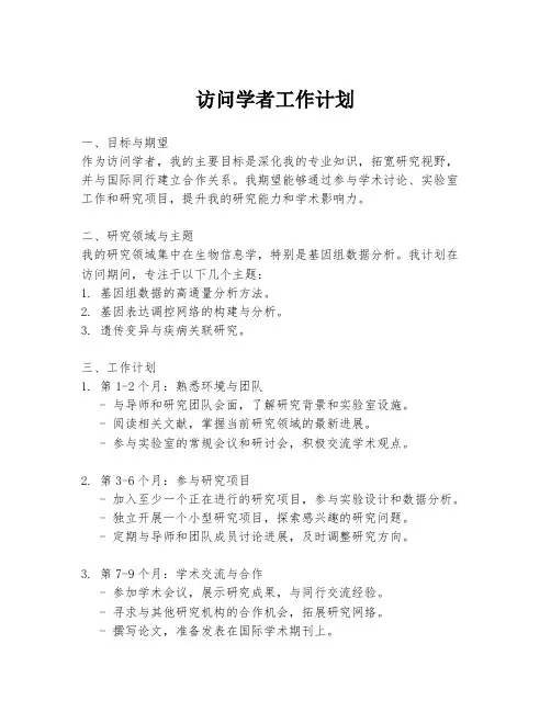 访问学者工作计划