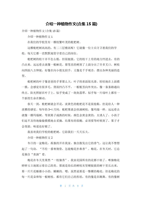 介绍一种植物作文(合集15篇)