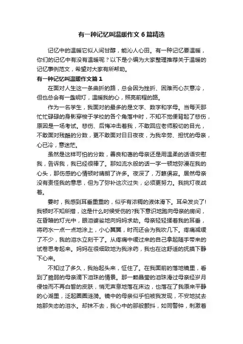 有一种记忆叫温暖作文6篇精选