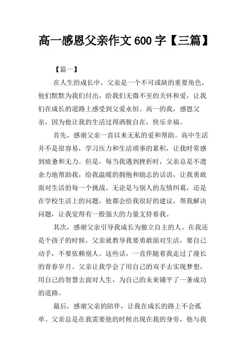 高一感恩父亲作文600字【三篇】