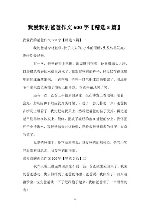 我爱我的爸爸作文600字【3篇】