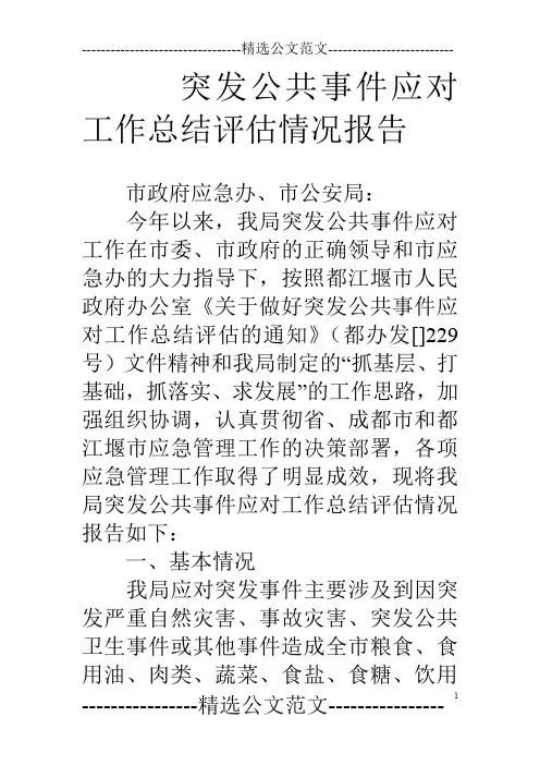 突发公共事件应对工作总结评估情况报告
