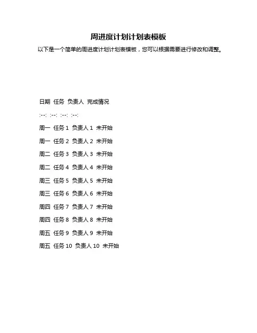周进度计划计划表模板
