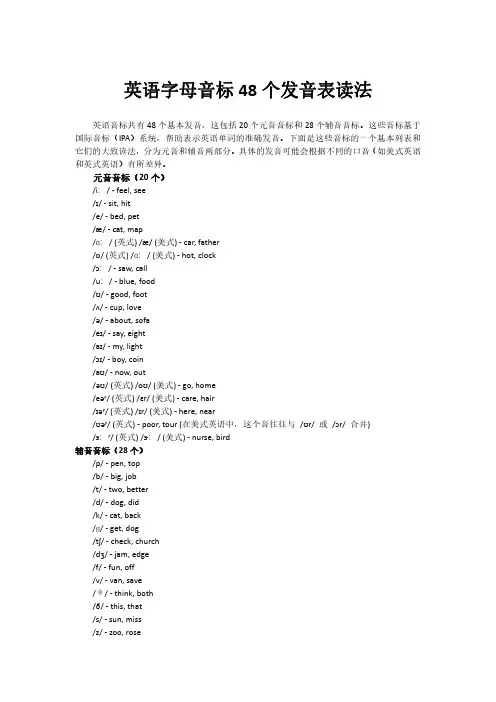 英语字母音标48个发音表读法