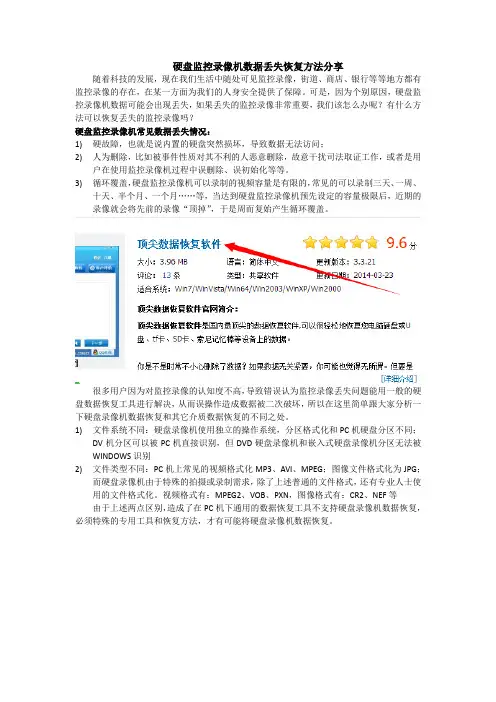 硬盘监控录像机数据丢失恢复方法分享