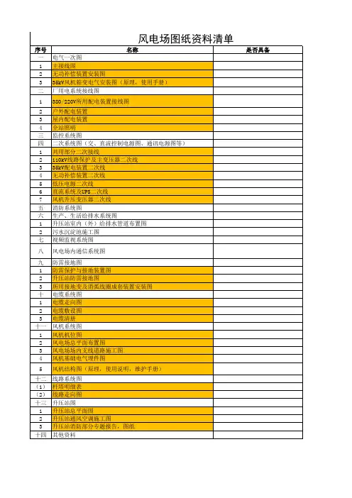 风电场风电场制度体系及图纸资料清单