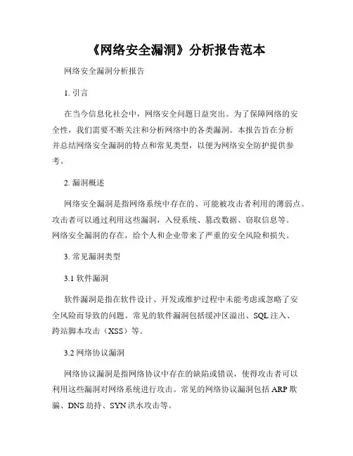 《网络安全漏洞》分析报告范本
