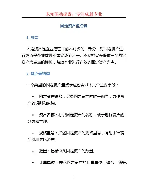 固定资产盘点表