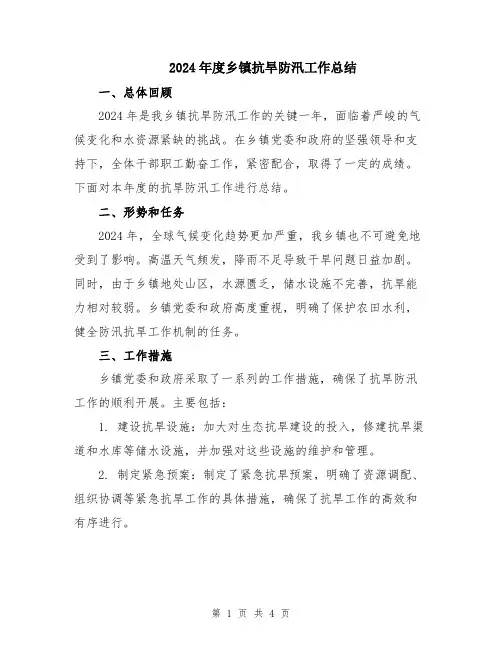 2024年度乡镇抗旱防汛工作总结
