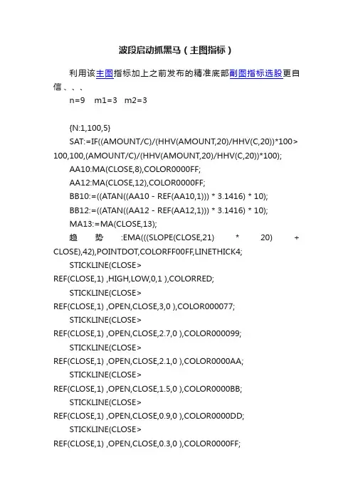 波段启动抓黑马（主图指标）