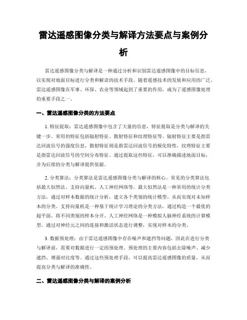 雷达遥感图像分类与解译方法要点与案例分析