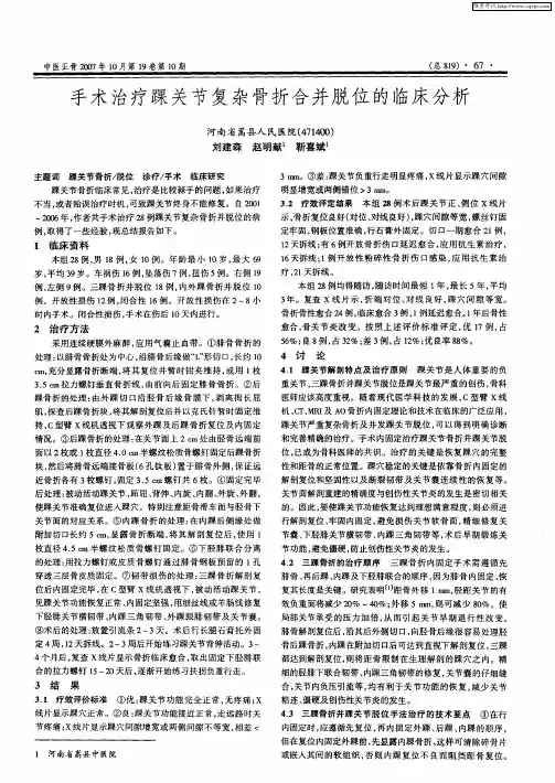 手术治疗踝关节复杂骨折合并脱位的临床分析
