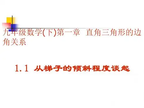 最新精品 新北师大版九年级数学下册《1.1从梯子的倾斜程度谈起》课件(共24张PPT)