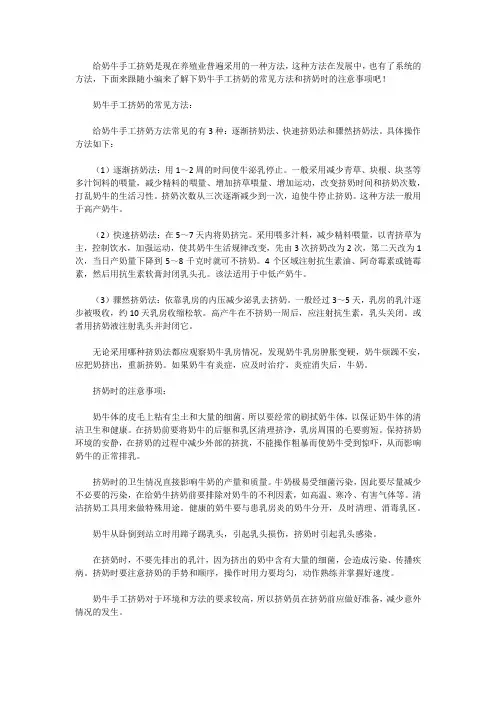 奶牛手工挤奶的常见方法,挤奶时的注意事项