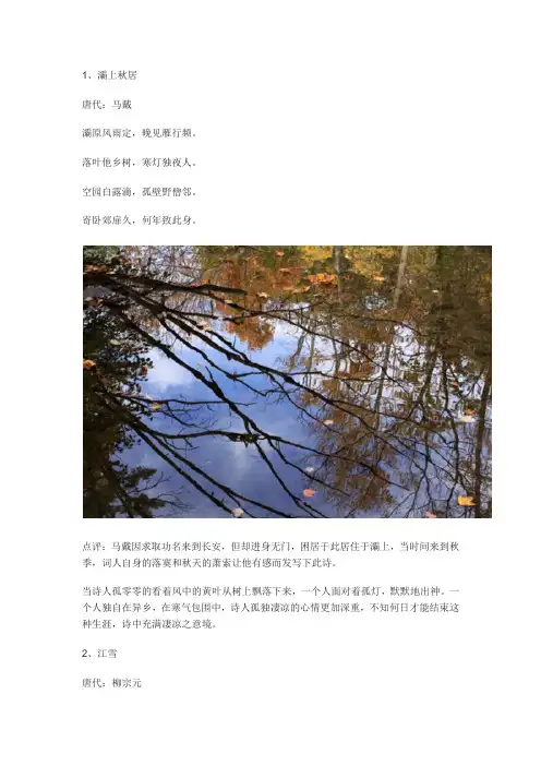 凄冷寒凉意境的古诗词