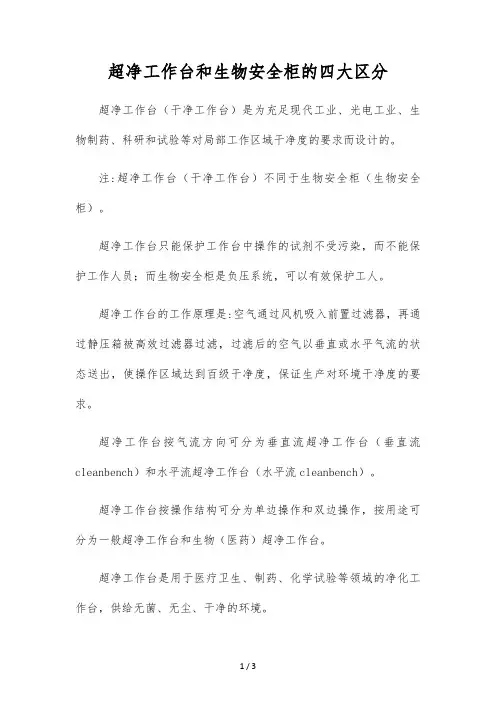 超净工作台和生物安全柜的四大区别