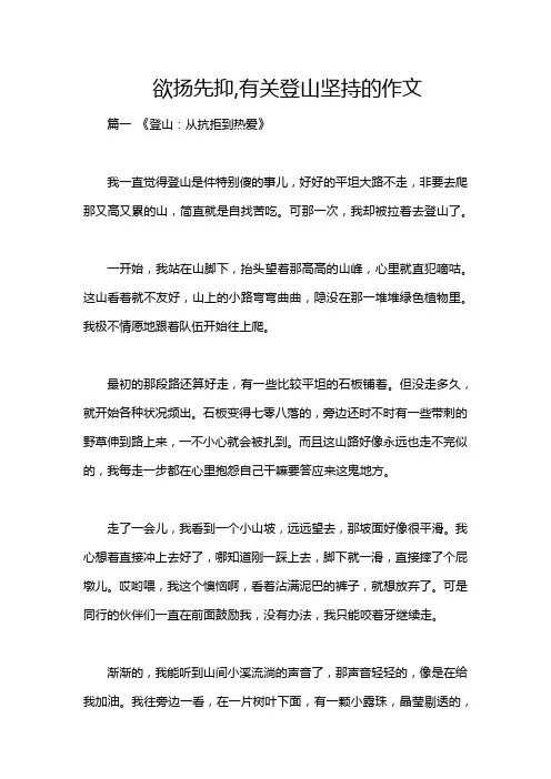 欲扬先抑,有关登山坚持的作文