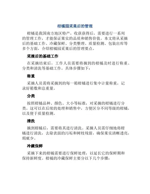 柑橘园采果后的管理