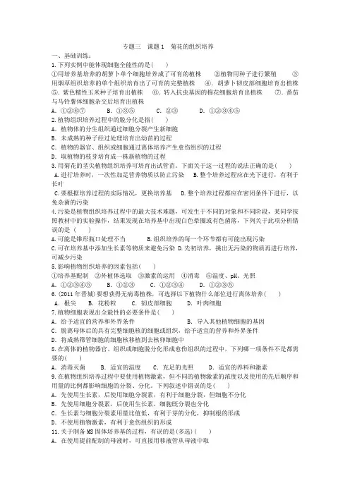 菊花的组织培养习题