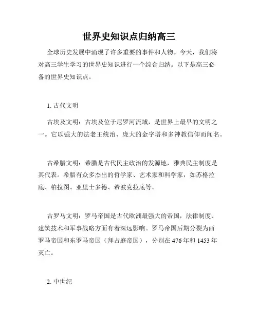 世界史知识点归纳高三