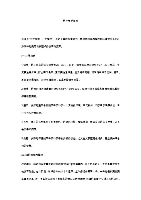 鸽子全套养殖技术方案
