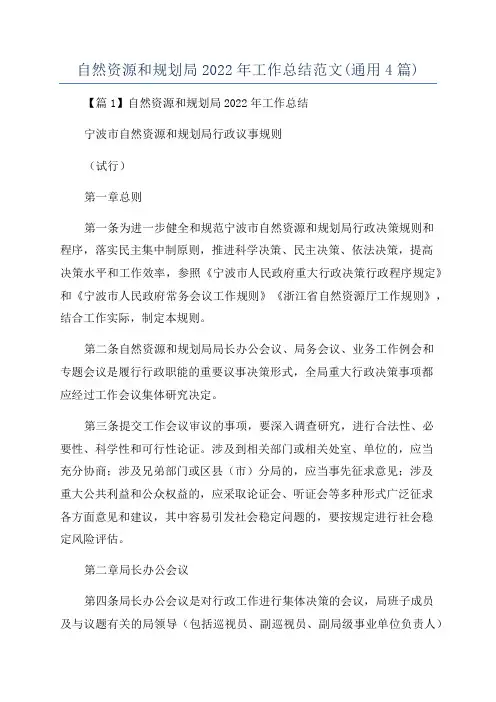 自然资源和规划局2022年工作总结范文(通用4篇)