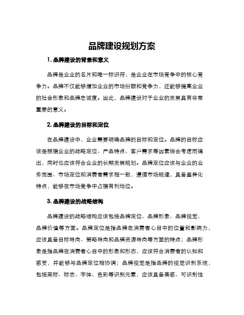 品牌建设规划方案
